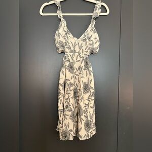 Floral Print Cream and Black Dress